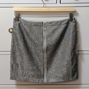 Glittery Silver Mini Skirt - M